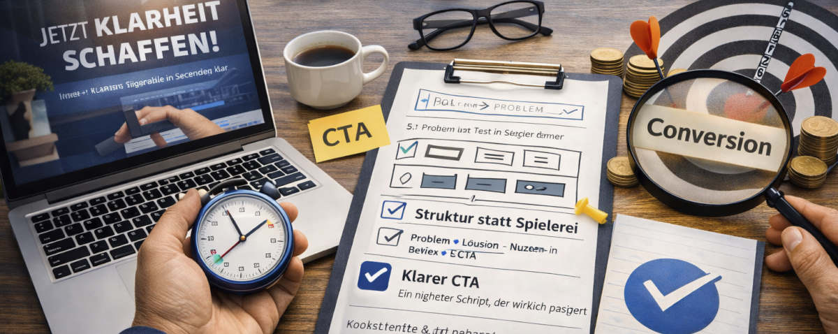 Startseite, die in 5 Sekunden überzeugt